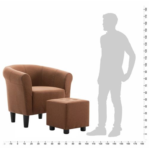 2-dijelni set fotelje i taburea od tkanine smeđi slika 40