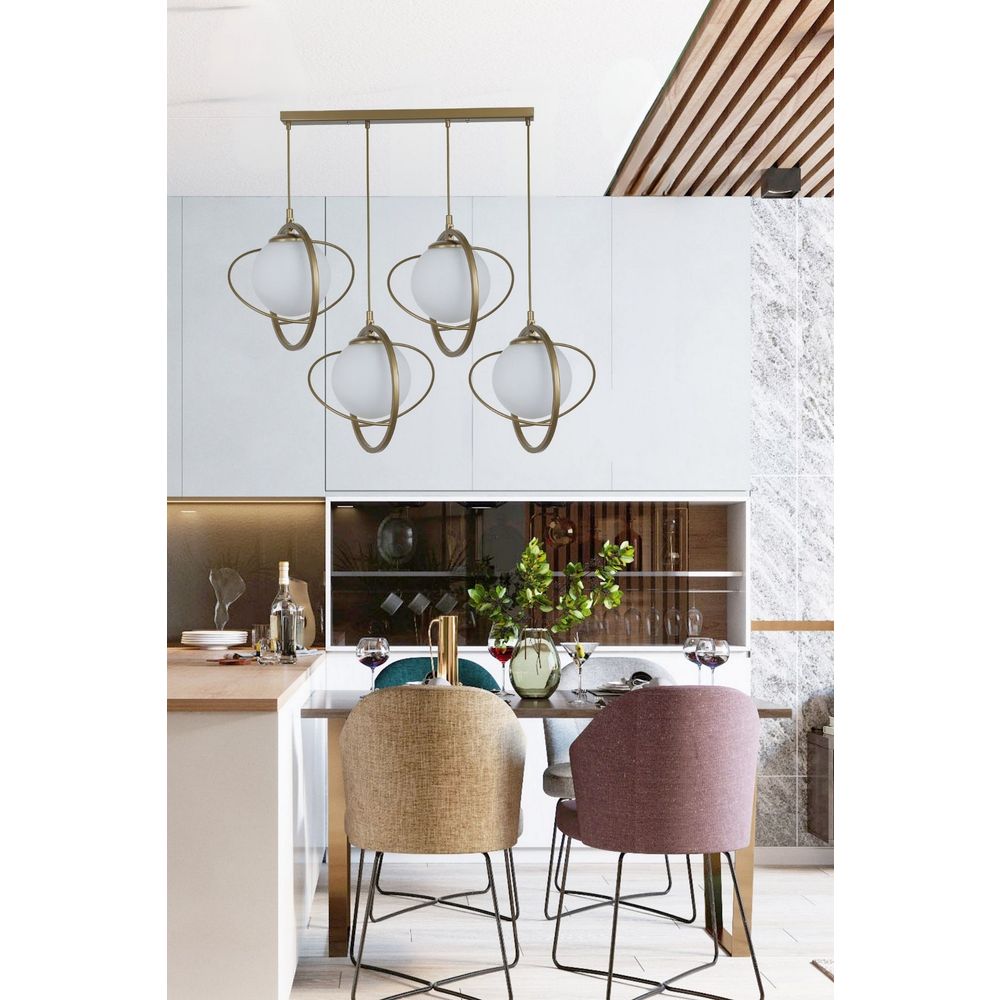 Nepal 4 Lü Sıralı Eskitme Beyaz Camlı Sarkıt AntiqueWhite Luster slika 1