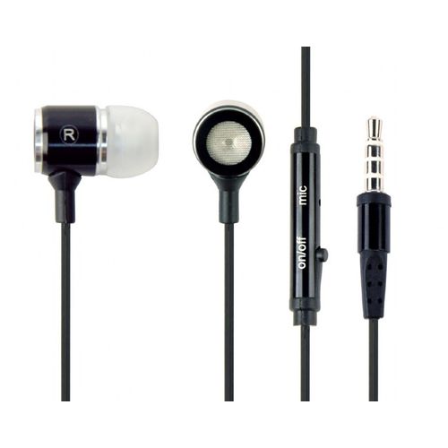 Stereo Metal Earphones with Microphone and Volume Control, 4-pin 3.5mm Stereo, Black-White slika 1