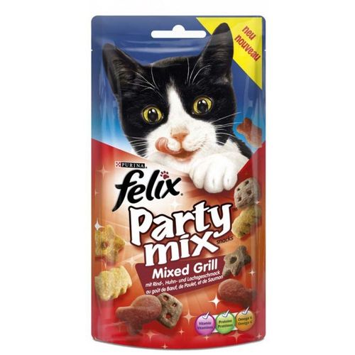 Felix Party Mix Mixed Grill, poslastica s okusom piletine, jetrice i puretine, 60 g - KRATKI ROK slika 1