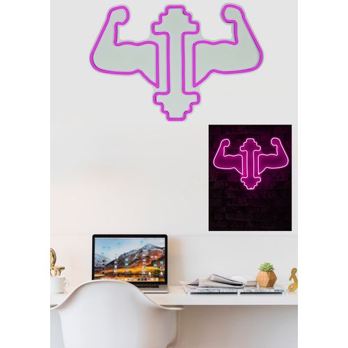 Wallity Ukrasna plastična LED rasvjeta, Gym Dumbbells WorkOut - Pink slika 3