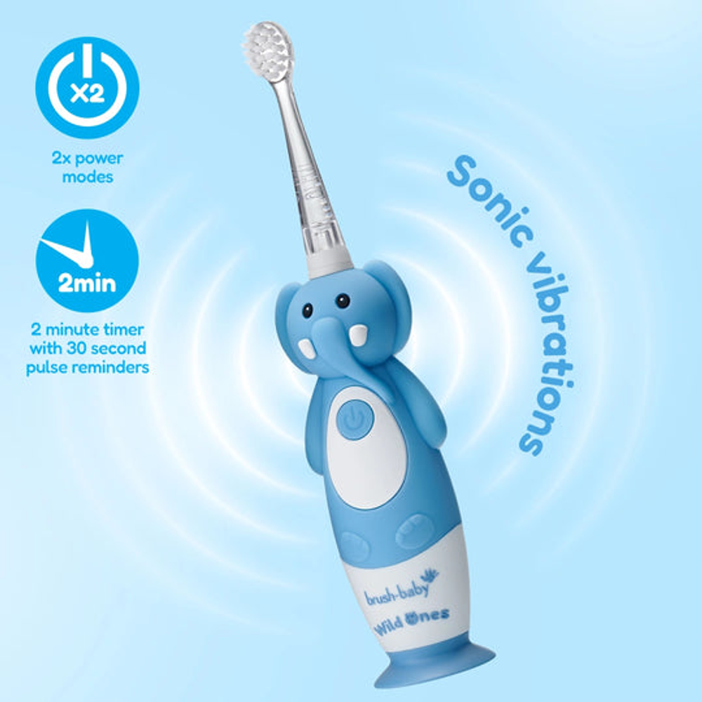 Brush-Baby Dječija punjiva električna četkica WildOnes - Slon slika 5