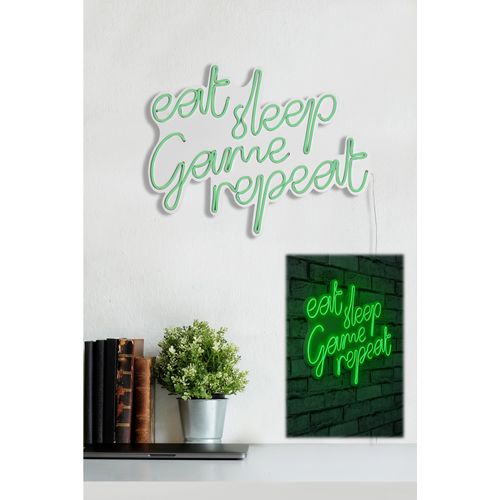 Wallity Ukrasna plastična LED rasvjeta, eat sleep game repeat - Green slika 2
