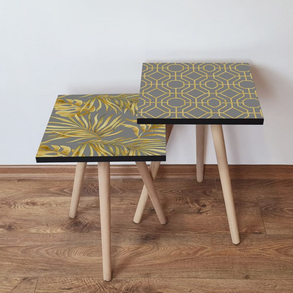 Nesting stolovi 2Shp475 - (2 komada) - boje: siva, zlatna slika 1