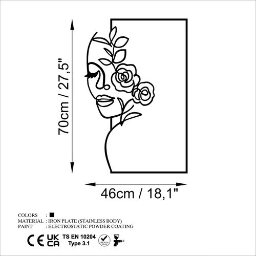 Wallity Metalna zidna dekoracija, Flower Woman - L slika 6
