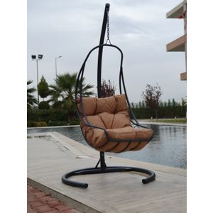 Floriane Garden Vrtna stolica za ljuljanje, antracit smeđa boja, Çalı Askılı Bahçe Salıncağı - Cream