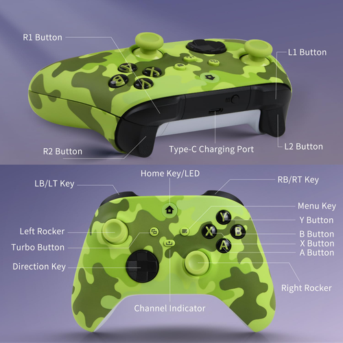 Joypad WIFI kontroler za XBOX One, XBOX X series, PC Windows, PS 3 army zelena slika 5