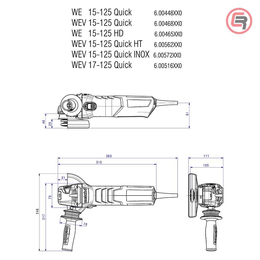 Metabo Brusilica WE 15-125 Quick Kutna 125 mm / 1.550 W - 600448000 slika 10