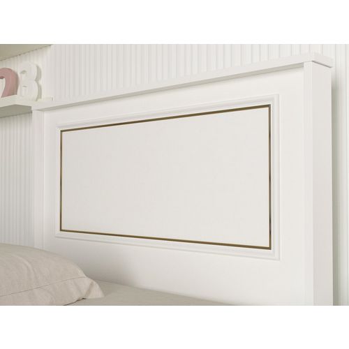 Woody Fashion Krevet za jednu osobu, Bijela boja Zlato, Ravenna - White slika 3