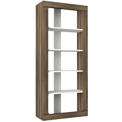 Woody Fashion Polica za knjige, Bijela boja Orah, Rentes - White, Walnut slika 4