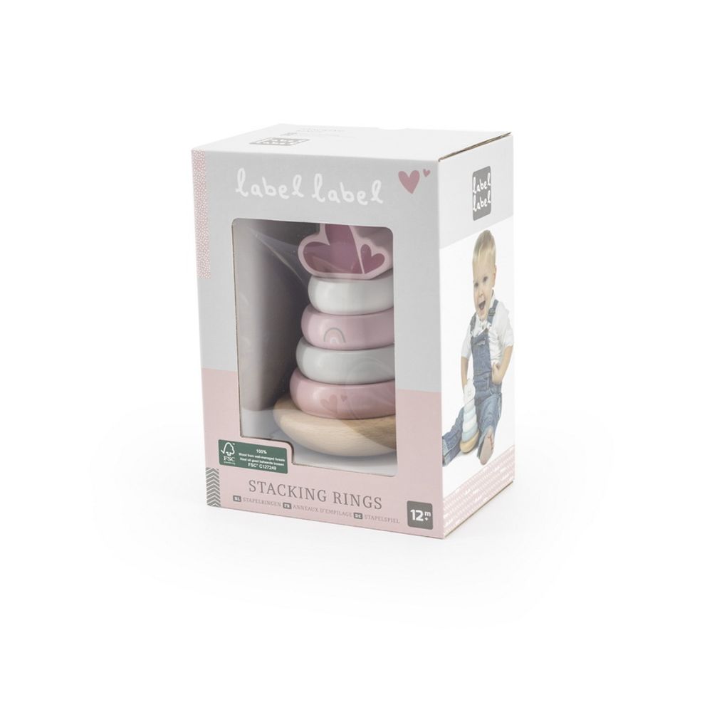 Label Label Edukativni drveni toranj sa prstenovima, Pink slika 4
