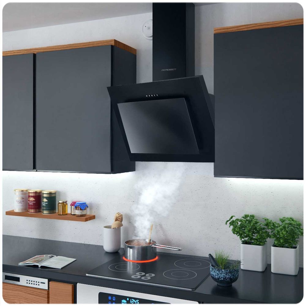 Berdsen BT-215 Kuhinjska napa s dimnjakom 60 cm, crna slika 7