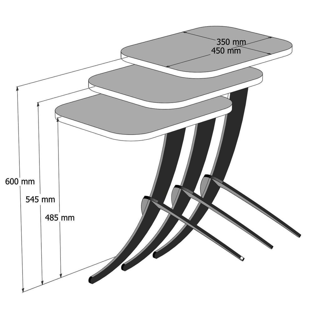 Pion - Set Stolića za Kafu od Hrasta (3 Komada) slika 4