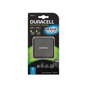 Duracell Travel Adapter Charger - Type-C/Type-A - 3A + 2.4A - Black 