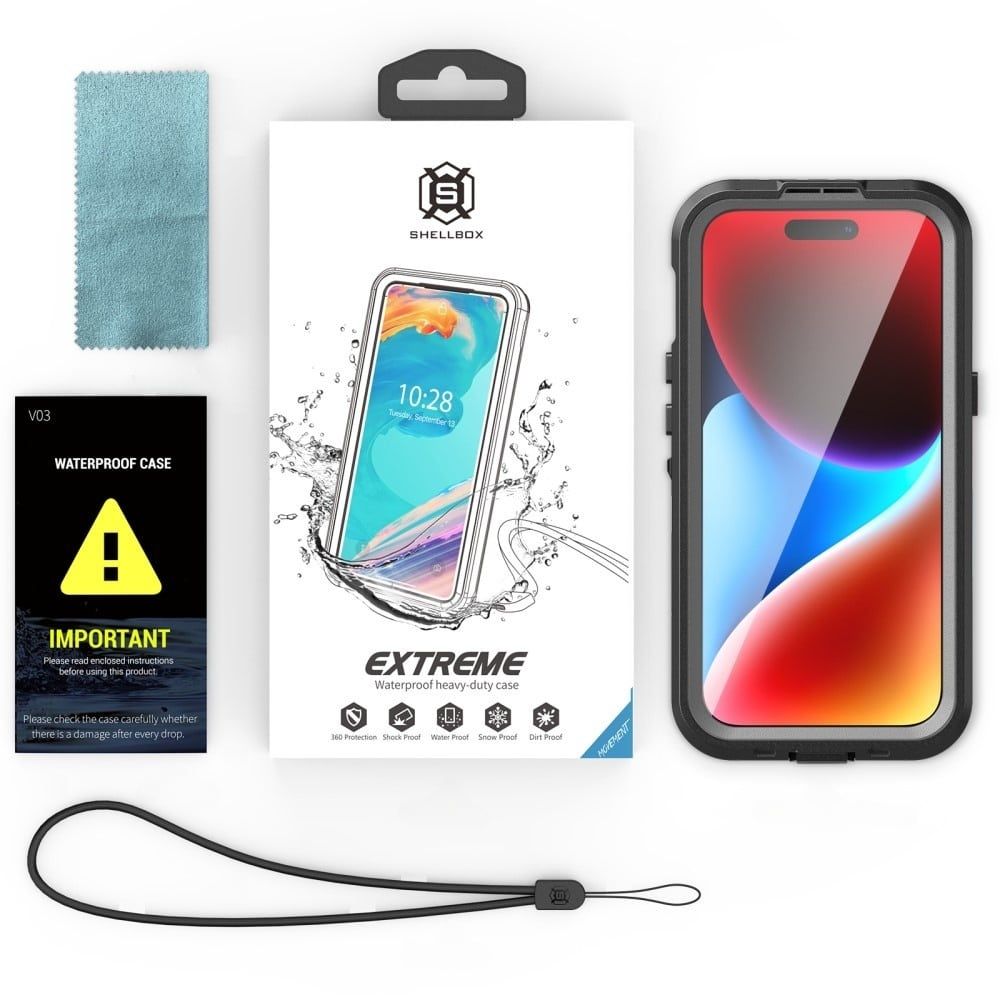 ShellBox – Vodootporna IP68 360° MagSafe maska za iPhone 15 – Crna slika 5