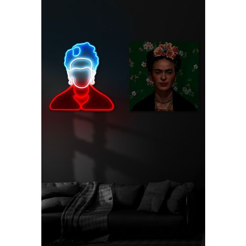 Wallity Ukrasna plastična LED rasvjeta, Frida Kahlo - White, Red, Blue slika 1