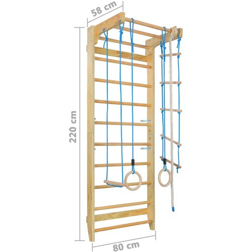 Unutarnji set za penjanje s ljestvama i obručima drveni slika 13