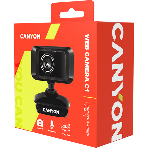 CANYON Enhanced 1.3 Megapixels resolution webcam with USB2.0 connector, viewing angle 40°, cable length 1.25m, Black, 49.9x46.5x55.4mm, 0.065kg slika 3