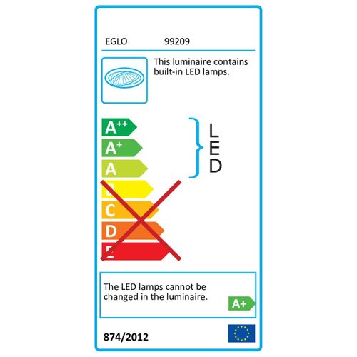 Eglo Fueva 5 ugradbena led, 10,5w, 1350lm, prom 166, ip44, bijela/krom/plastika  slika 2