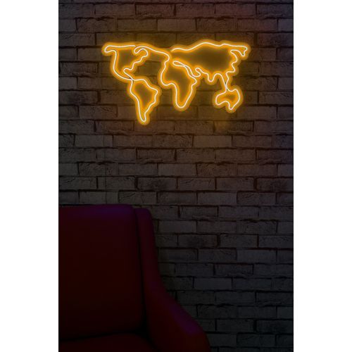Wallity Ukrasna plastična LED rasvjeta, World Map - Yellow slika 12