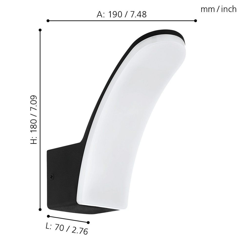 Eglo  fiumicino vanjska/zidna, led, 11w, 1500lm, crna/bijela  slika 4