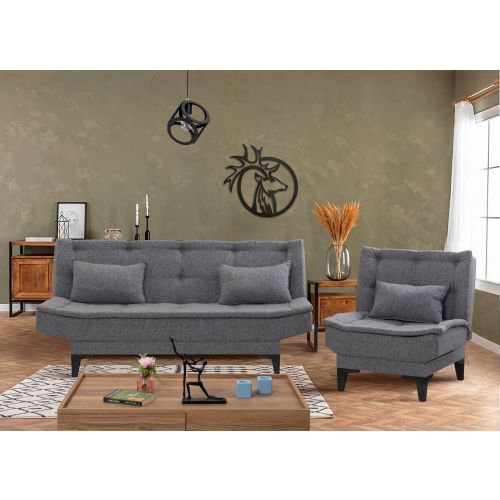 Atelier Del Sofa Santo-S-Dark Grey -94216 Tamnosiva garnitura kauča na razvlačenje slika 2