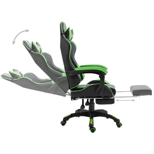 Igraća stolica od umjetne kože s osloncem za noge zelena slika 21