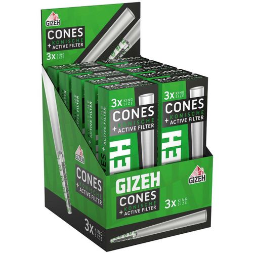 GIZEH Cones KING SIZE Conical Tubes Active Carbon Filter kutija-30 kom slika 1