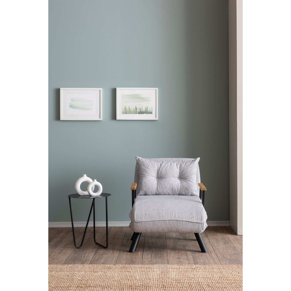 Sando Single - Siva Sofa na Razvlačenje od Teddy Tkanine slika 2