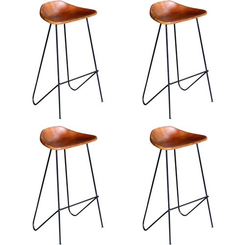 Barske stolice od prave kože 4 kom smeđe slika 9