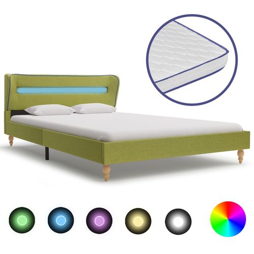 Krevet od tkanine s memorijskim madracem LED zeleni 140x200 cm slika 34