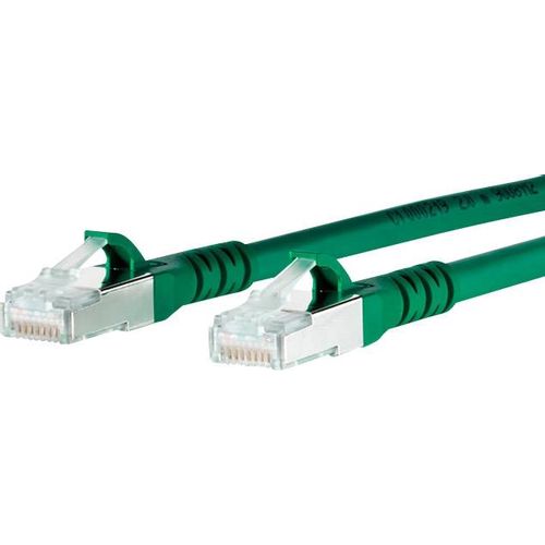 Metz Connect 1308451555-E RJ45 mrežni kabel, Patch kabel cat 6a S/FTP 1.50 m zelena sa zaštitom za nosić 1 St. slika 2