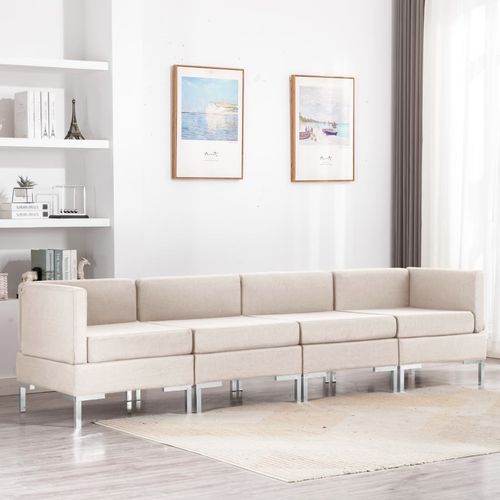4-dijelni set sofa od tkanine krem slika 29