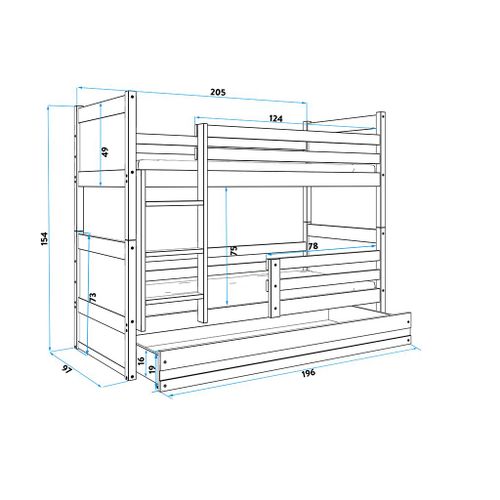 Baloo Bonny Krevet Na Sprat 200X90 White Beli slika 2