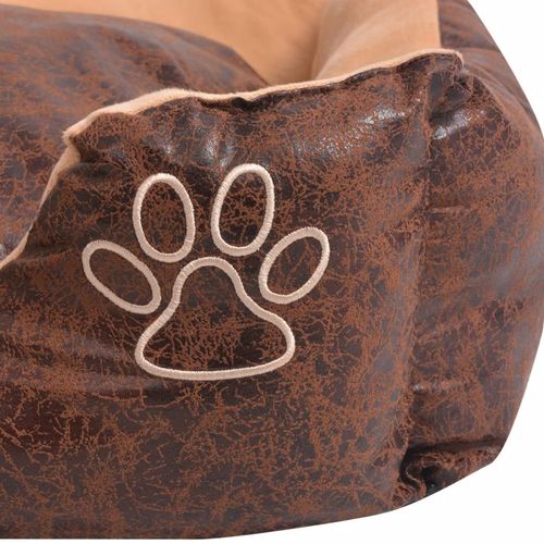 Krevet za pse s jastukom PU umjetna koža veličina XXL Smeđi slika 4