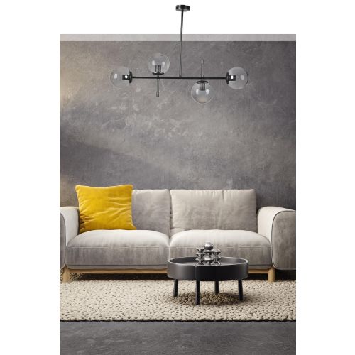 Favori 4 Lü Siyah Füme Camlı Avize Dark Grey Chandelier slika 1