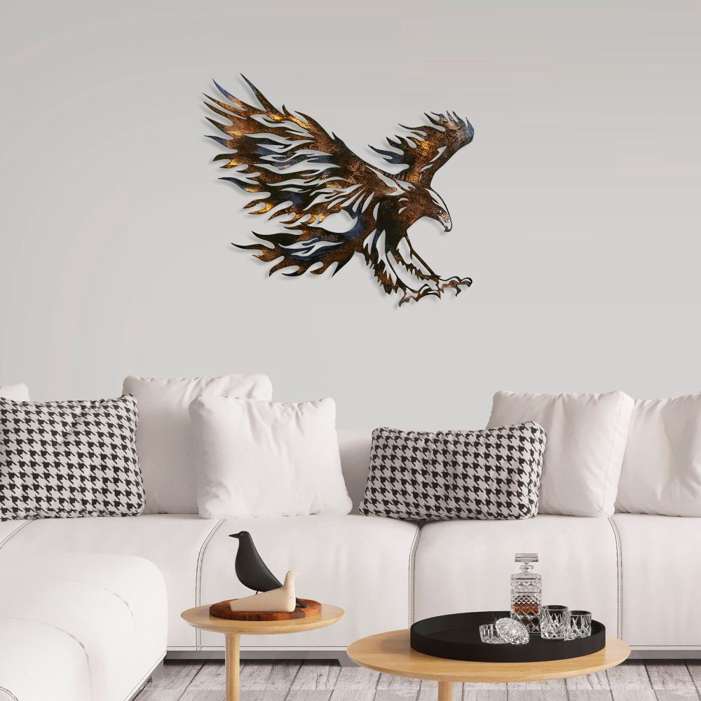 Eagle 3 Višebojni Ukrasni Metalni Zidni Dodatak slika 3