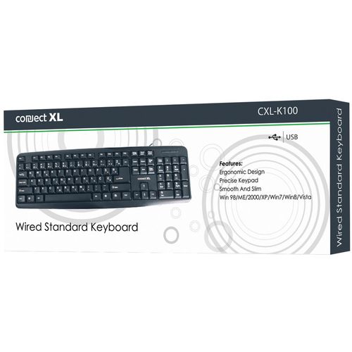 Connect XL Tipkovnica sa Qwerty rasporedom, USB, crna boja - CXL-K100 slika 3