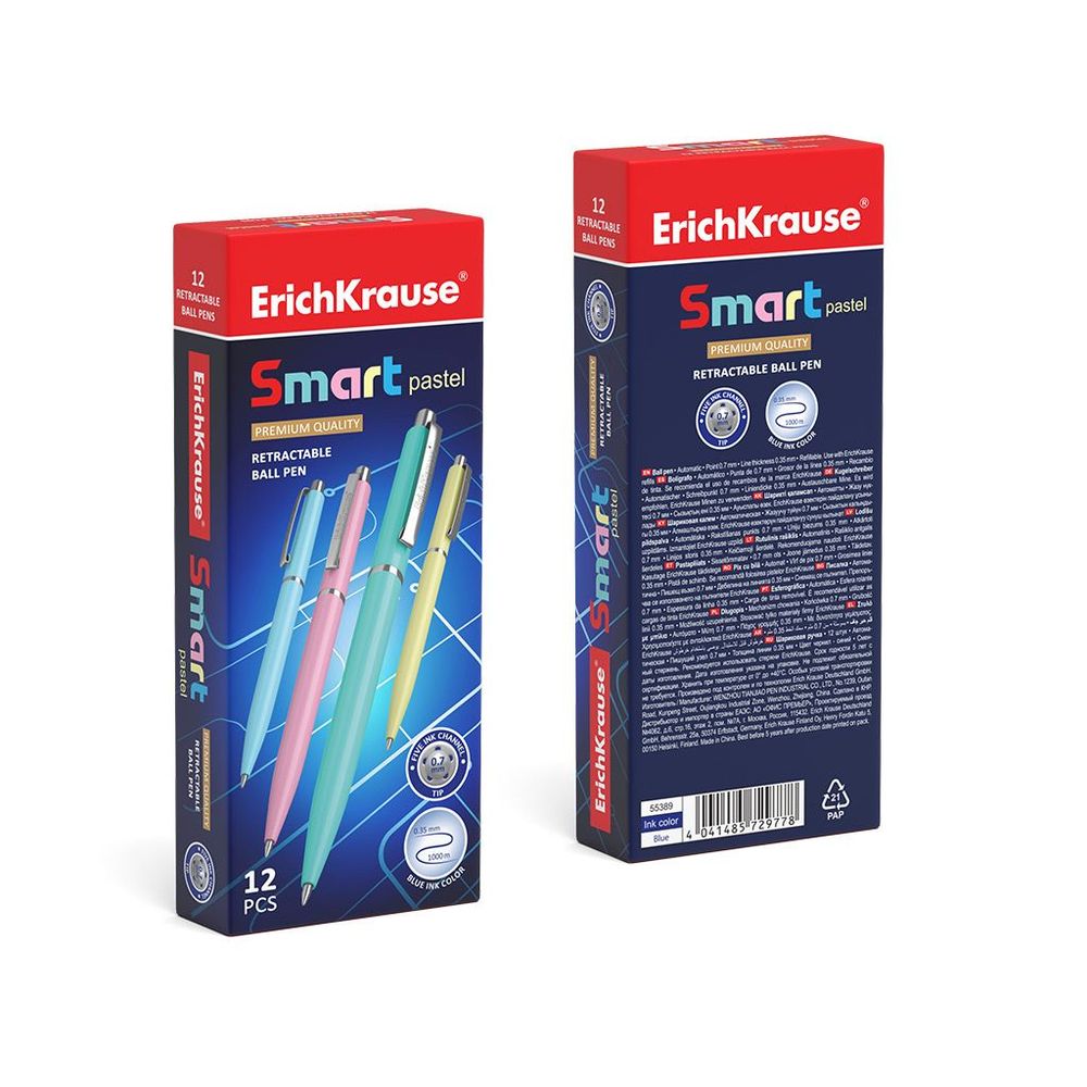 Kemijska olovka ErichKrause Smart Matic Pastel (0.7) plavi ispis sortirano 12/1 slika 4