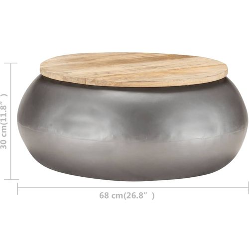 Stolić za kavu sivi 68 x 68 x 30 cm od masivnog drva manga slika 15