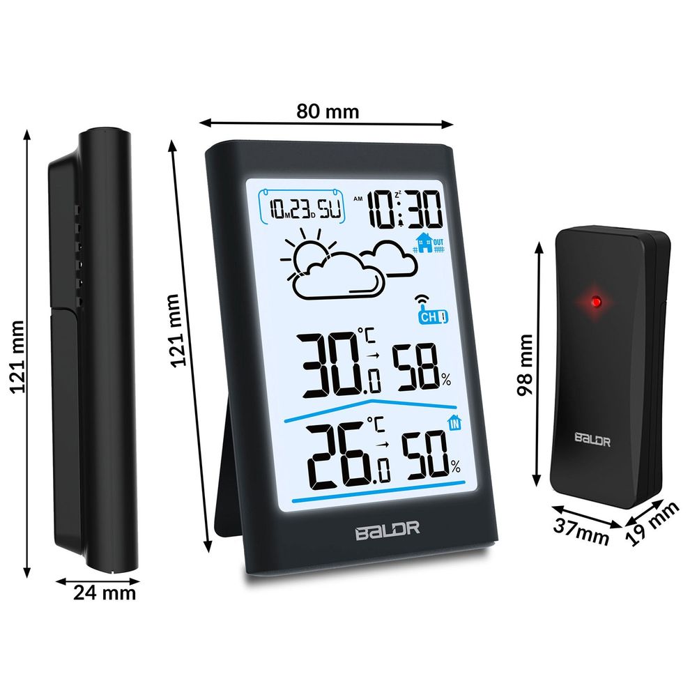 Meteorološka stanica s zaslonom BD-911 crna slika 6