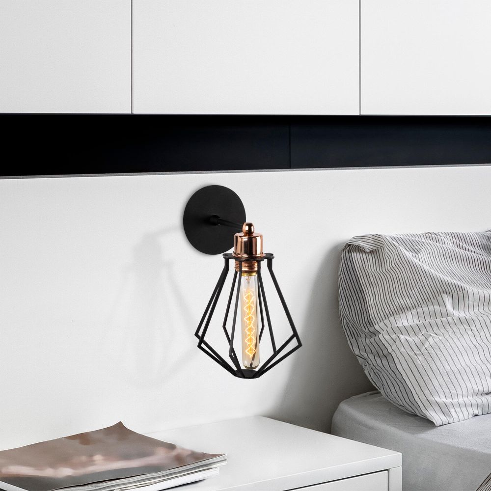 Oylat - N-1042 Crna i Brončana Zidna Lampa slika 2