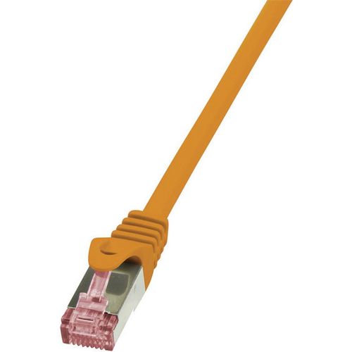 LogiLink CQ2048S RJ45 mrežni kabel, Patch kabel cat 6 S/FTP 1.50 m narančasta vatrostalan, sa zaštitom za nosić 1 St. slika 2