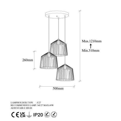 Luster u Antik Crnom Stilu - Cat 12055 slika 6