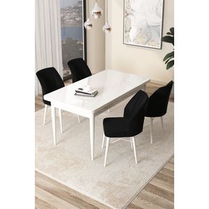 Arp - Bijeli i Crni Trpezarijski Set (5 Komada)