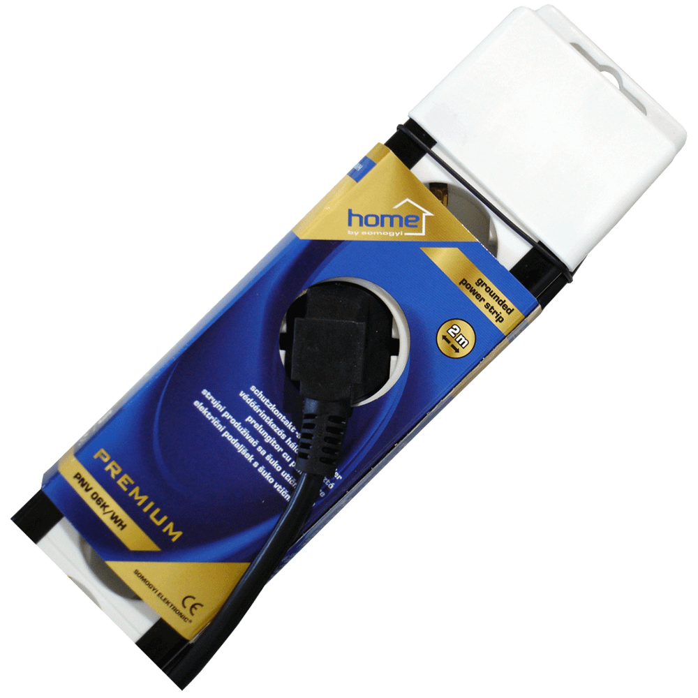 home Produžni kabl, 6 utičnica, prekidač, 1,0mm², 2 met, bijeli - PNV 06K/WH slika 2