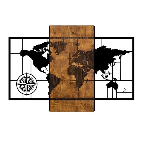 Wallity Zidna dekoracija COMPASS, World Map With Compass slika 1