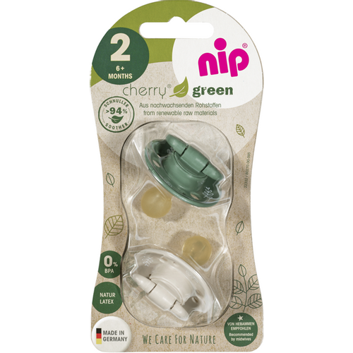 nip® Duda varalica Cherry Green 6m+ (veličina 2) - Latex, 2kom Bež, Zelena slika 4