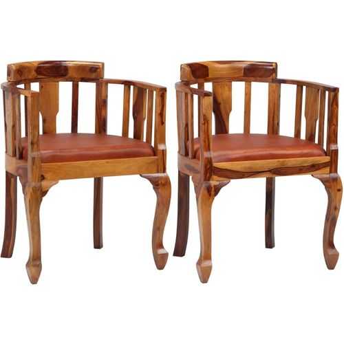 Blagovaonske stolice od prave kože i masivnog drva šišama 2 kom slika 20