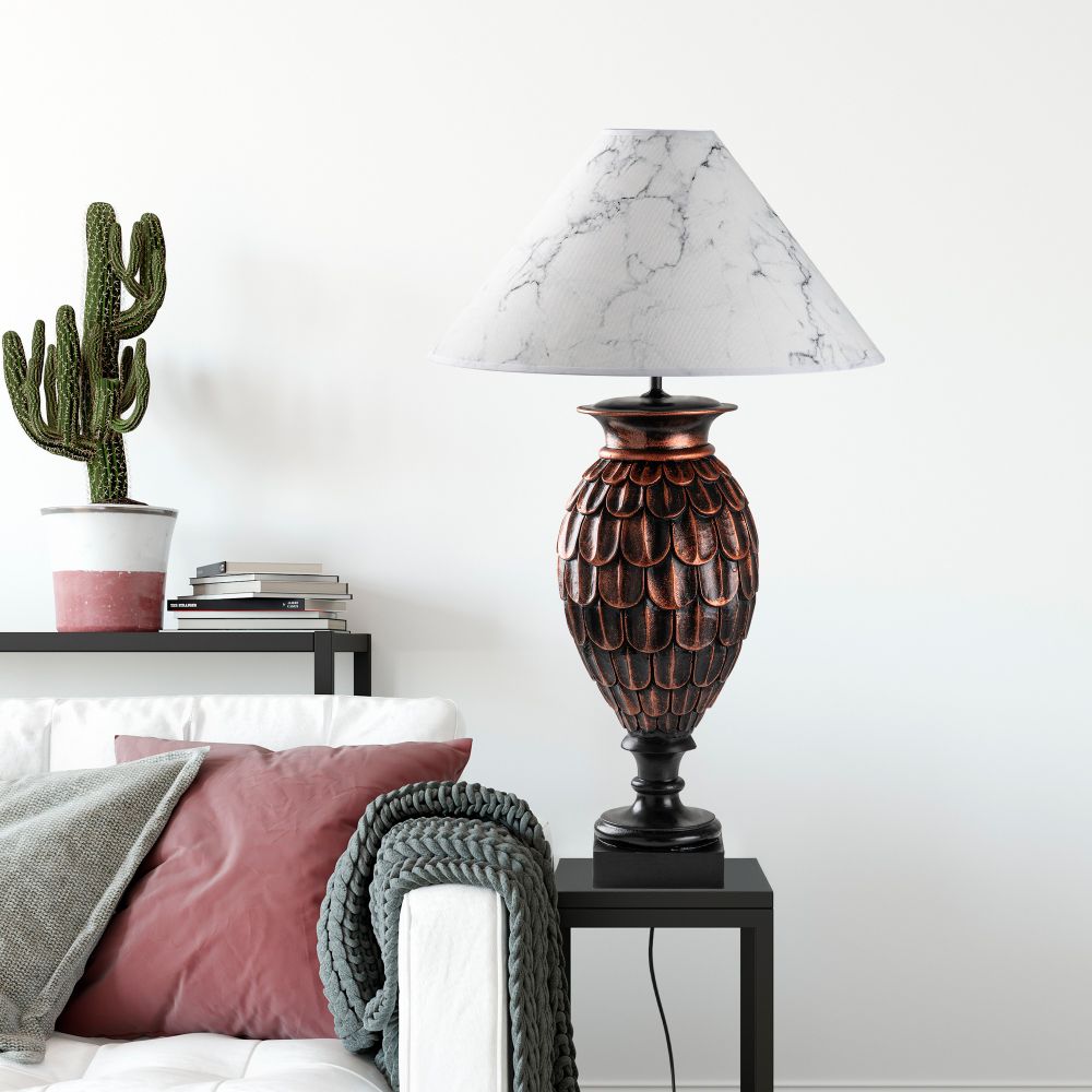 ELEGANZE-5302 Smeđa i Bijela Stolna Lampa slika 1